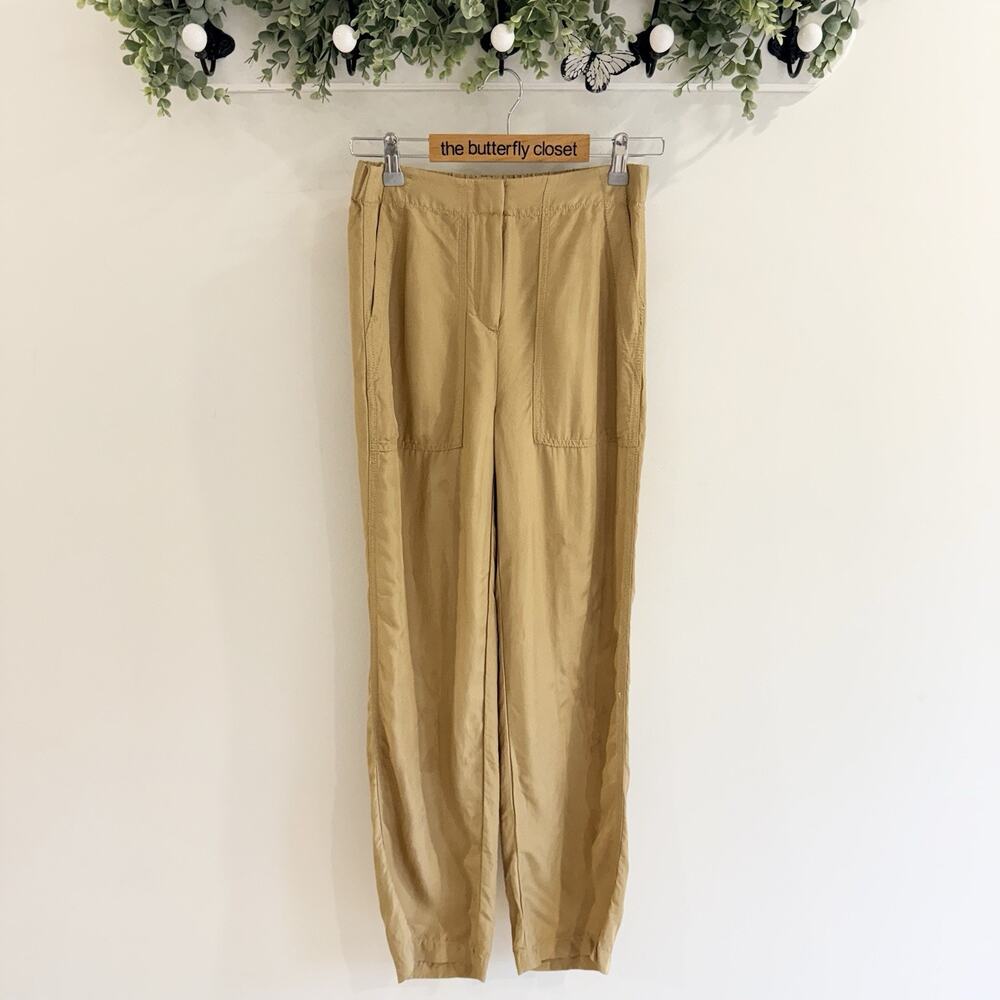 J.Crew Womens Linen Blend Wide Leg Utility Pants Tan Lightweight Size 2 AB5003